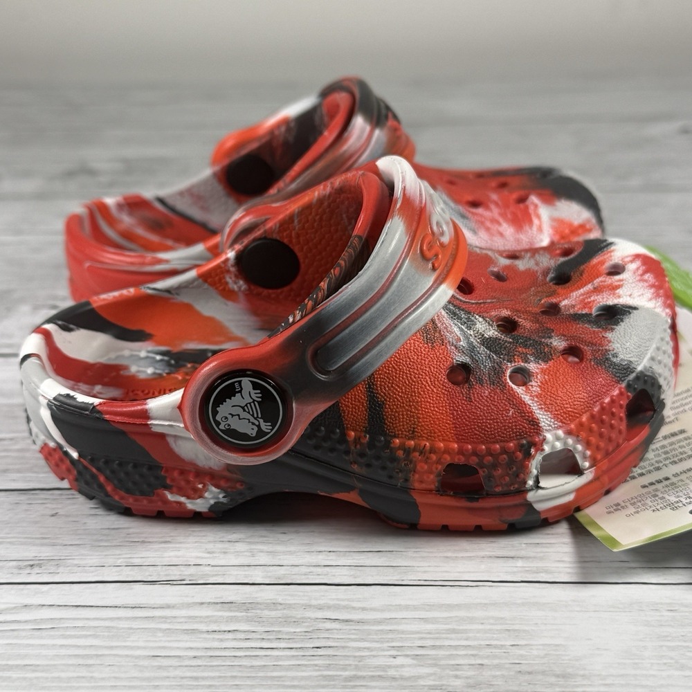 Crocs Classic Marbled Clog Toddler Size 5C Red Black White 206838-7C0 NWT